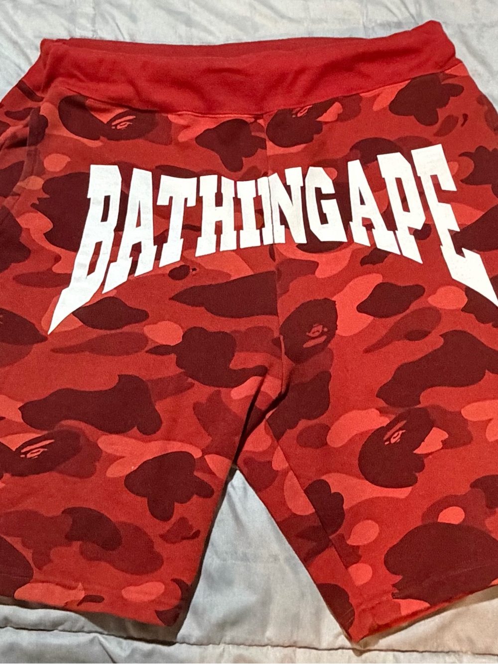 A Bathing Ape Red Camo Athletic Shorts